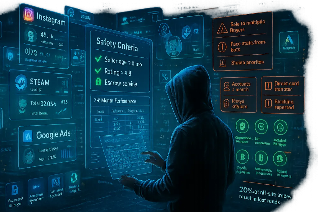 Как безопасно покупать и продавать аккаунты онлайн: анонимная торговля и выбор маркетплейса цифровых товаров